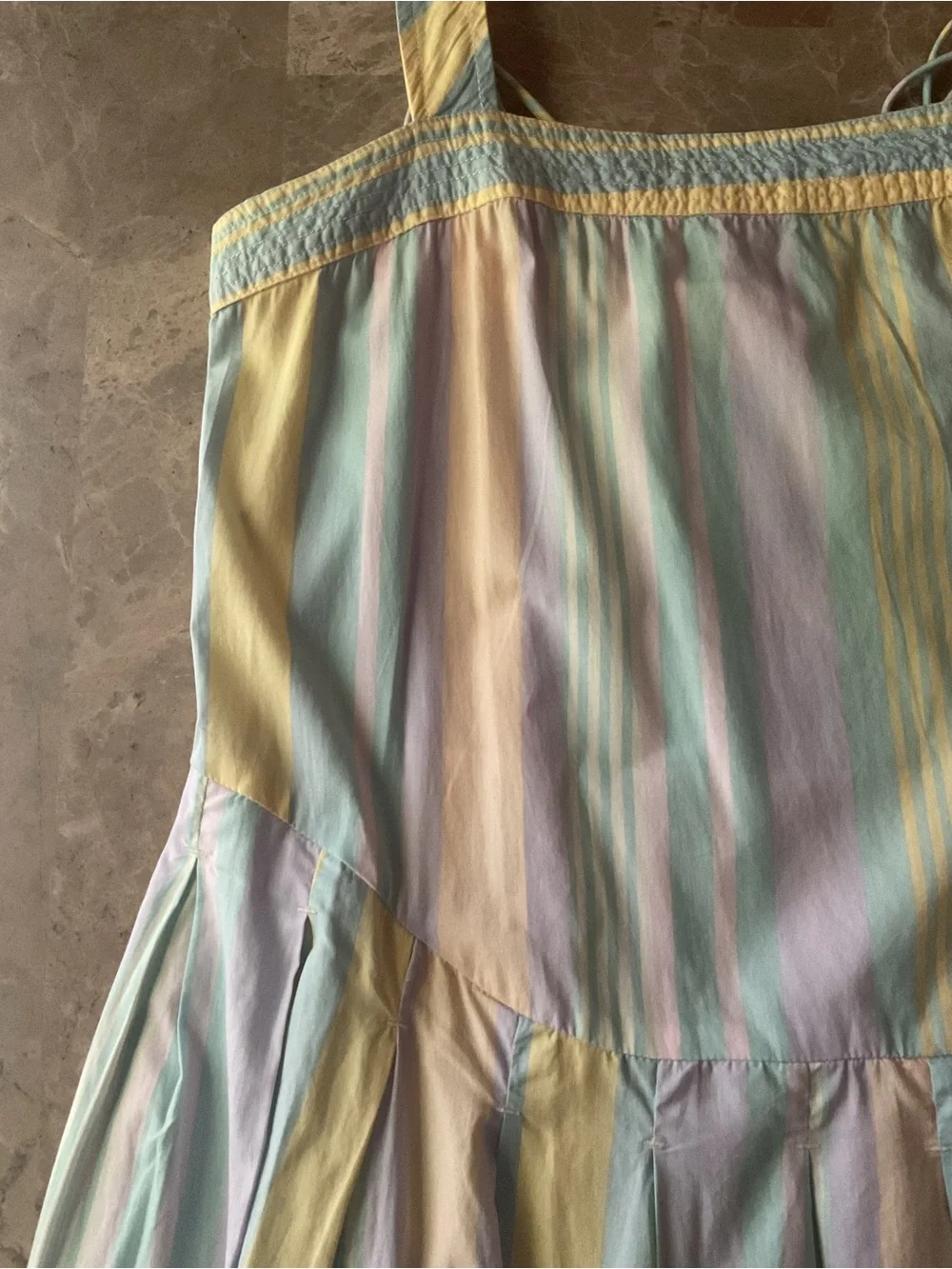 Free people Primavera Stripe cotton midi dress multicolor pockets sz L Boho